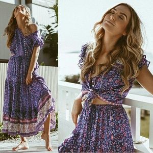 New spell dahlia bravehearts short sleeve blouse L